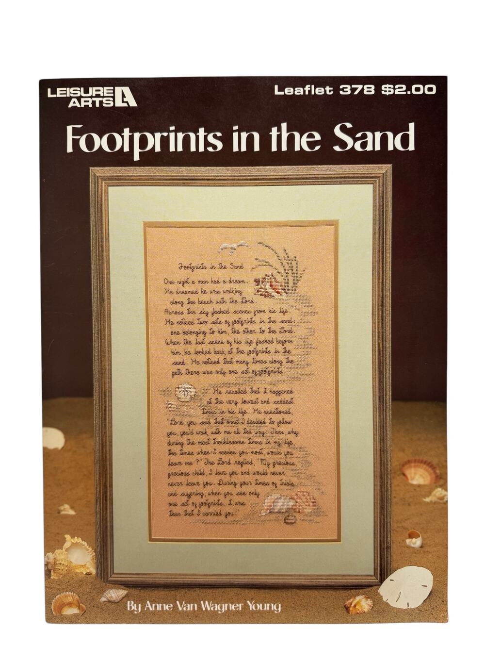 Vintage Footprints In The Sand Poem Cross Stitch Design #378 1985 Leisure Arts